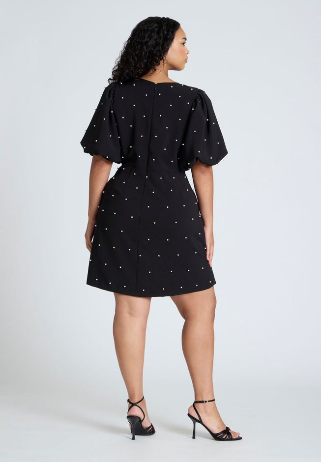 Pearl Mini Dress With Bows image number 1