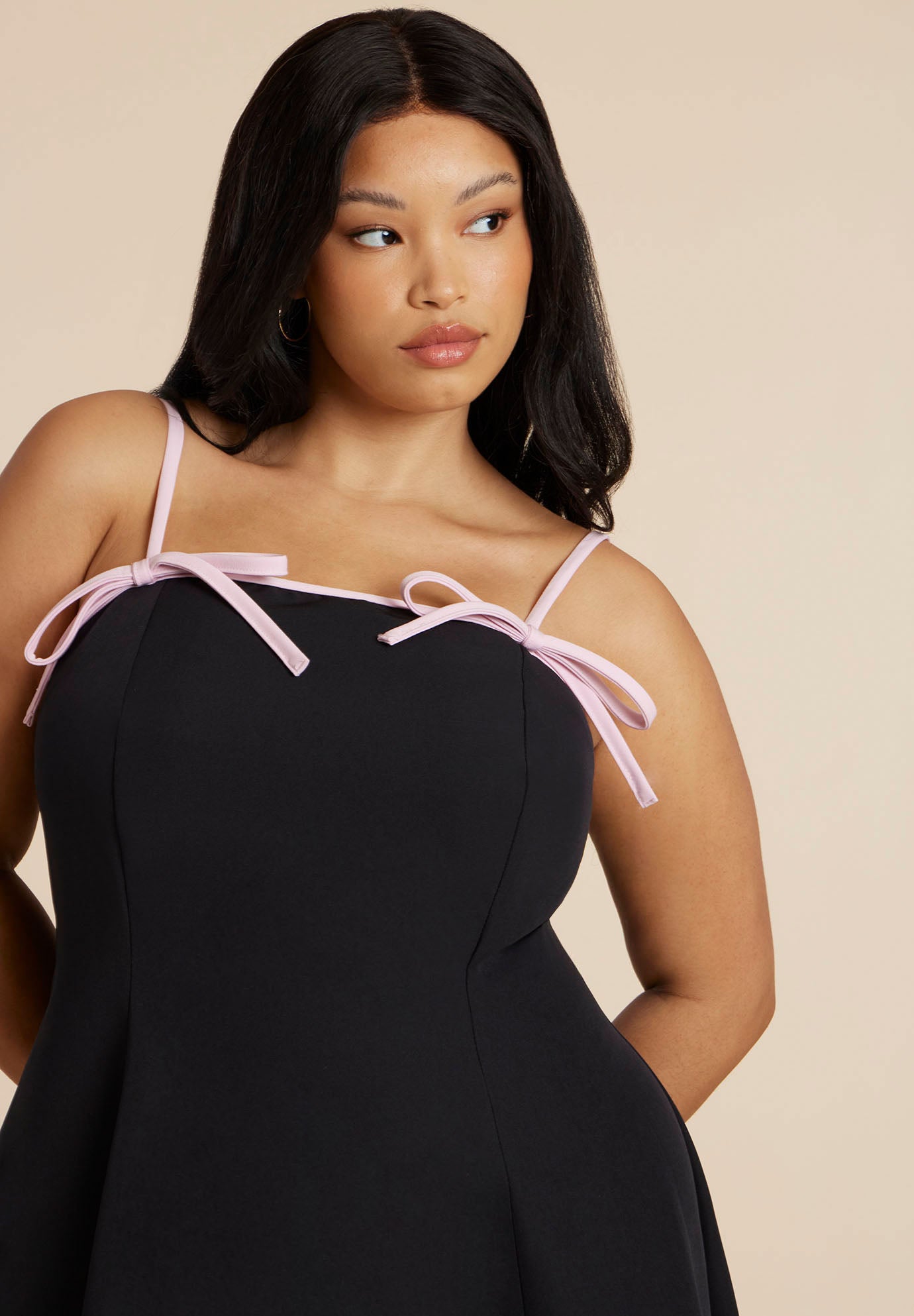 Bow Straps Maxi Flare Dress image number 2