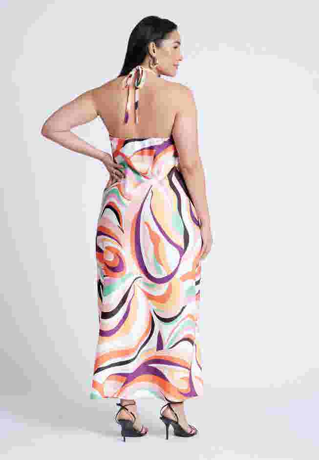 Tie Neck Printed Maxi Dress image number 1