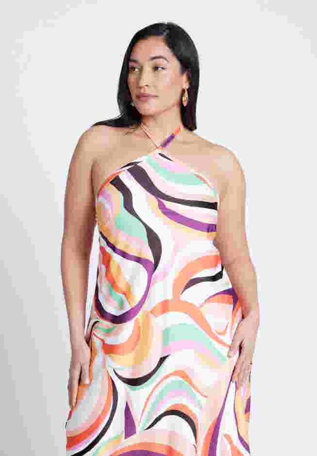 Tie Neck Printed Maxi Dress image number 2