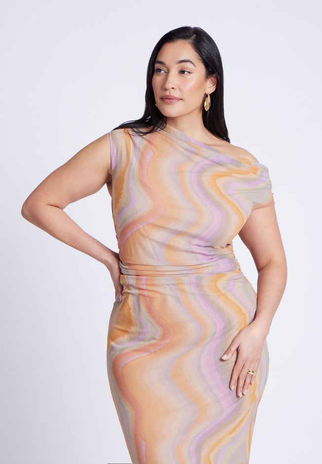 Printed Mesh Dress image number 2