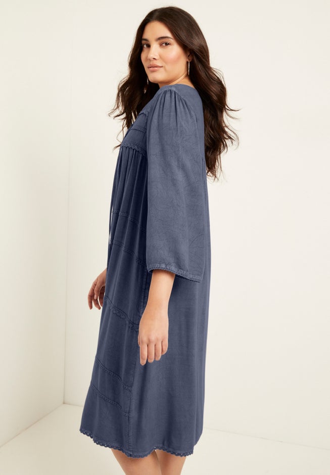 Acid Wash Peasant Dress image number 2
