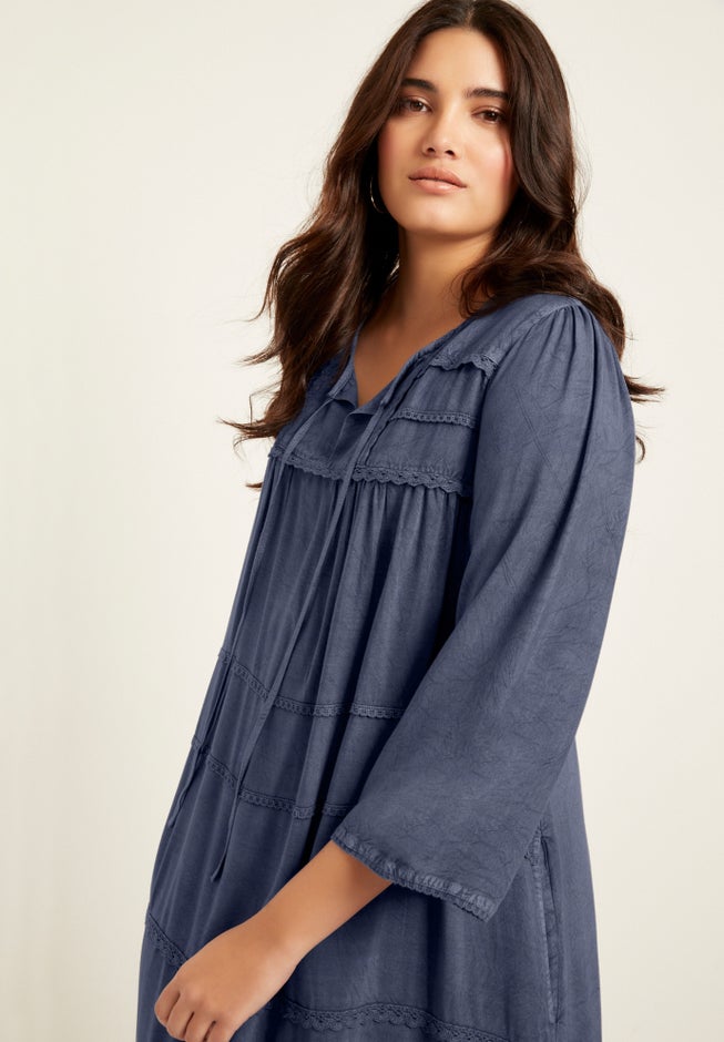 Acid Wash Peasant Dress image number 3