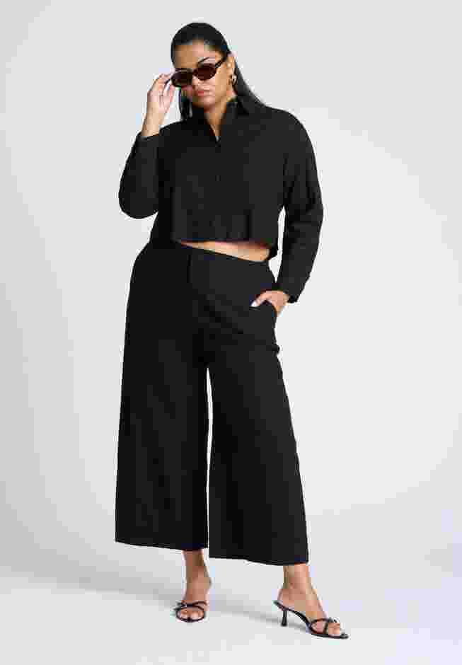 Linen Wide Leg Crop Pant image number 1