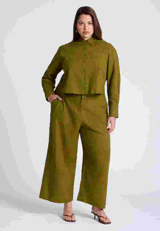 Linen Wide Leg Crop Pant image number 0