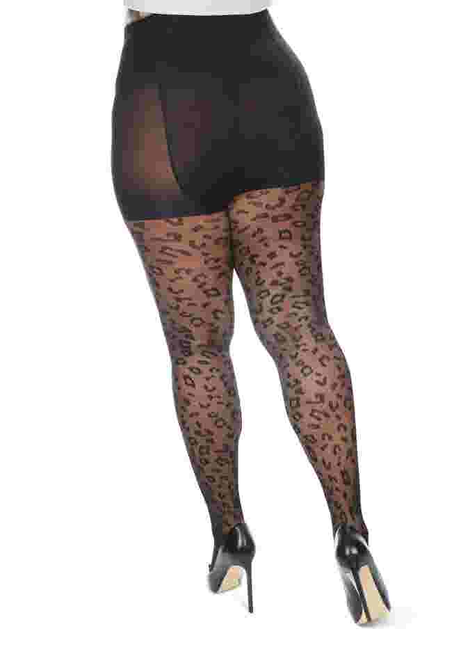 Memoi Leopard Sheer Control Top Tights image number 2