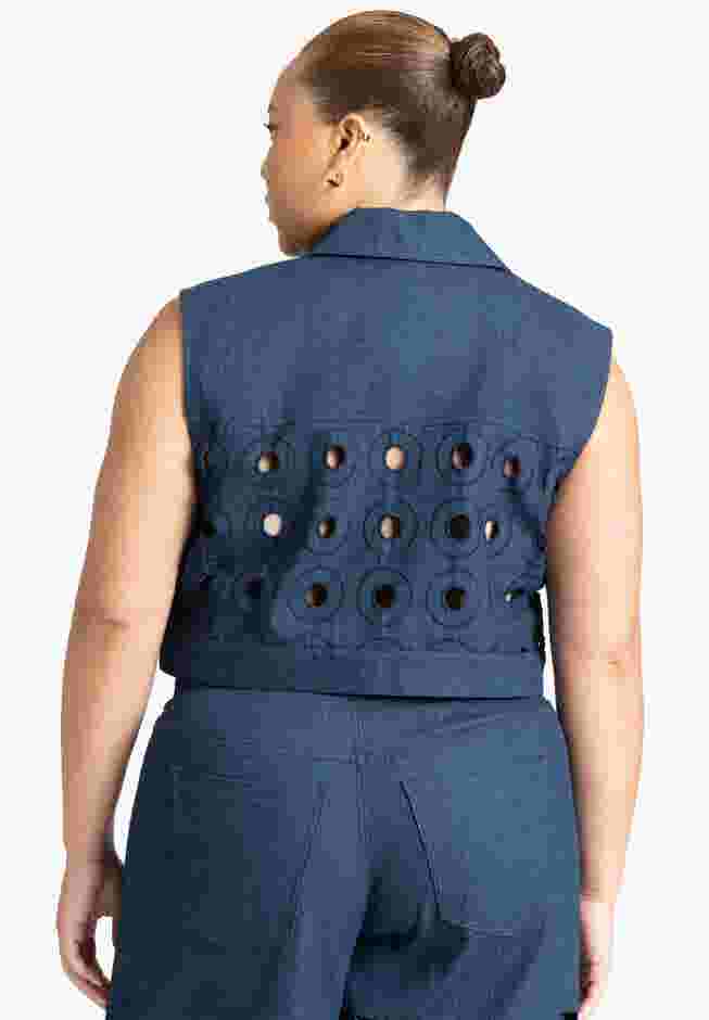 Circular Cutout Denim Vest image number 1