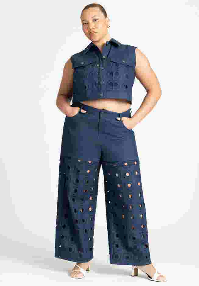 Circular Cutout Denim Vest image number 2