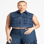 Circular Cutout Denim Vest image number null