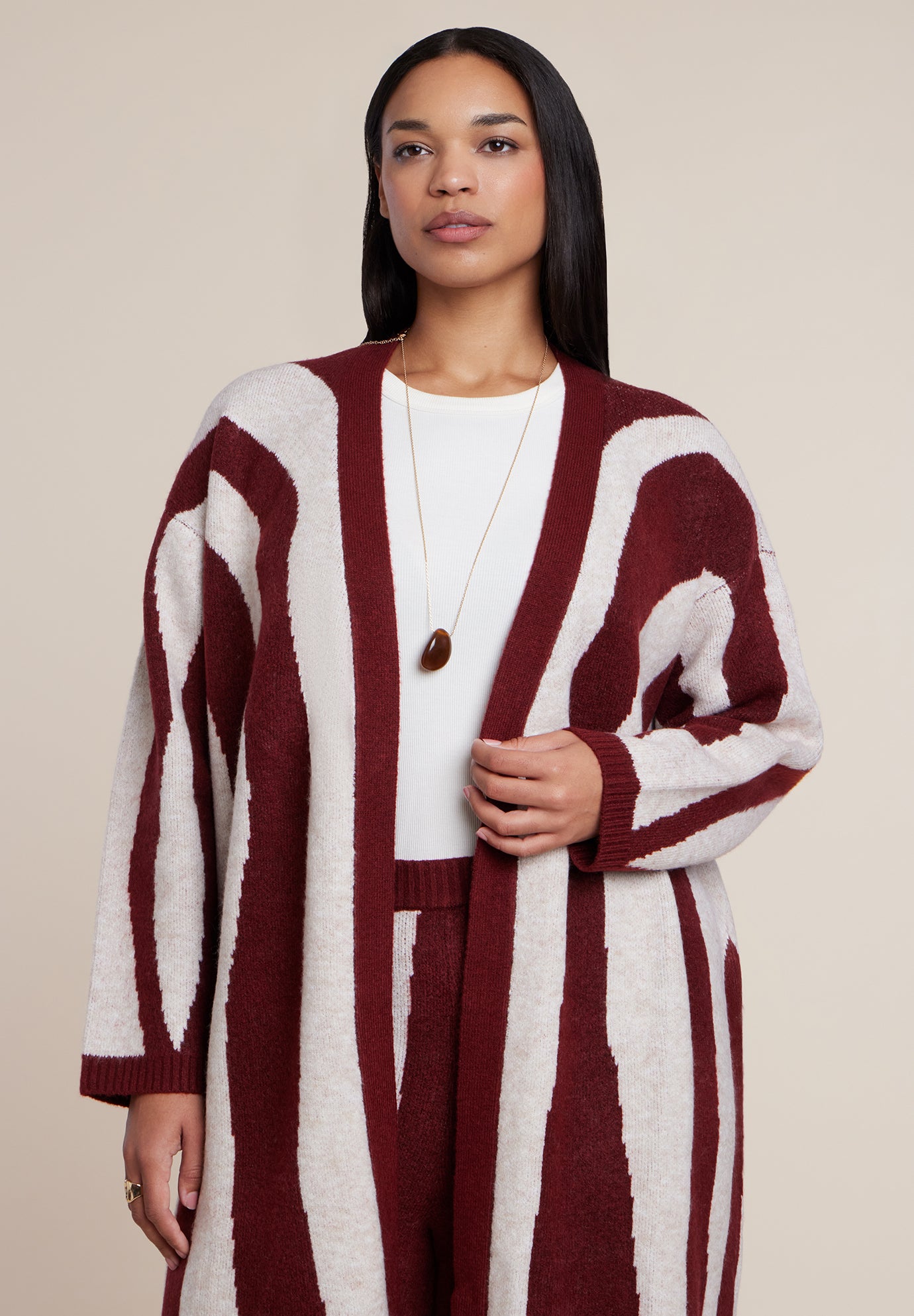 Intarsia Duster Sweater image number 3