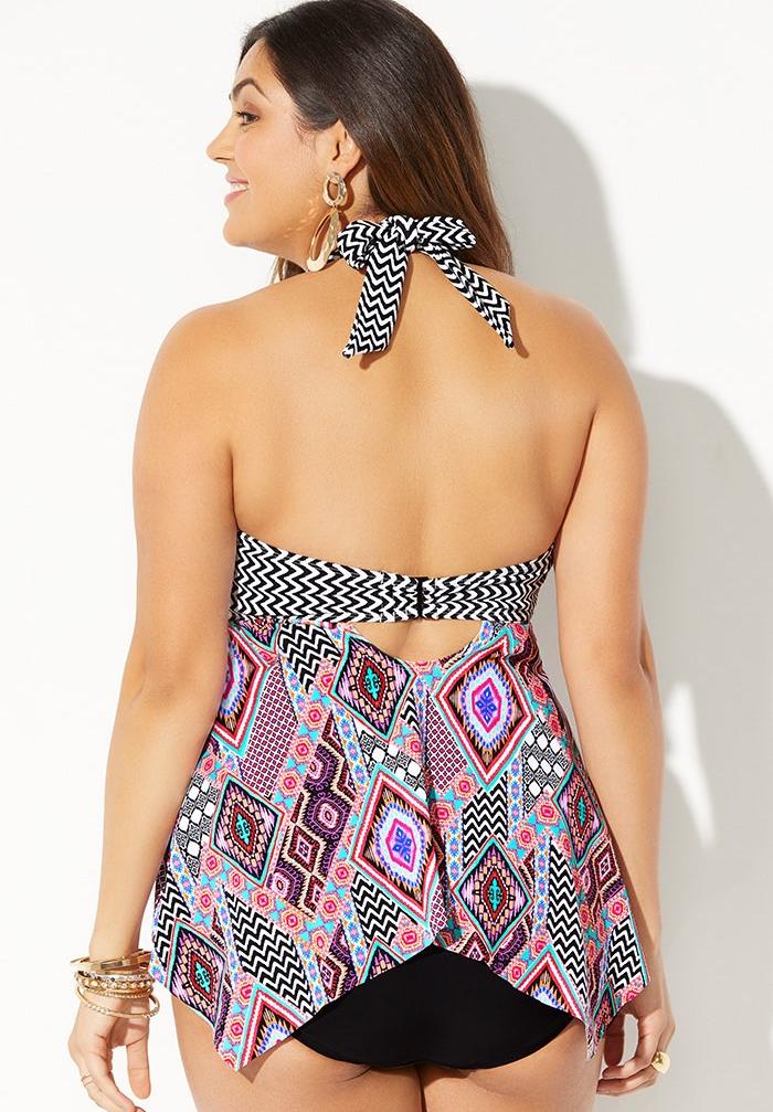 Bow Handkerchief Halter Tankini Top image number 1