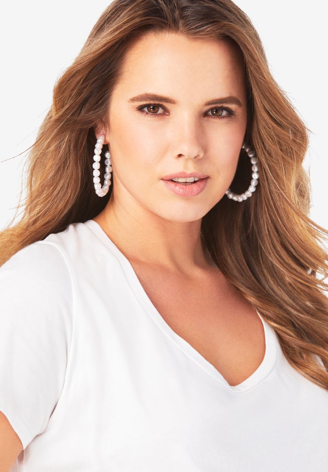 Pearl Hoop Earrings image number 1