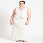 Striped Linen Maxi Column Skirt image number null