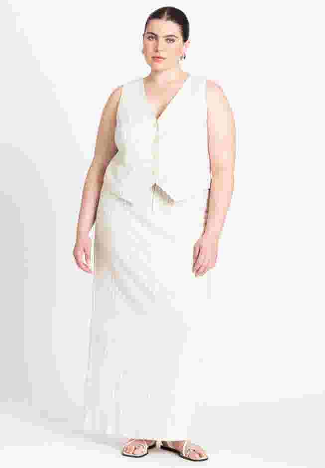 Striped Linen Maxi Column Skirt image number 0