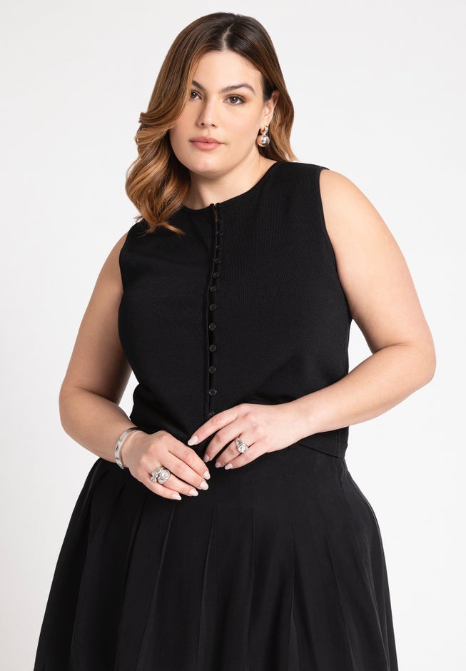 Preppy Button Front Tank image number null