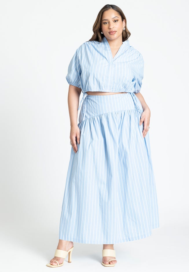 Striped Poplin Crop Top image number null