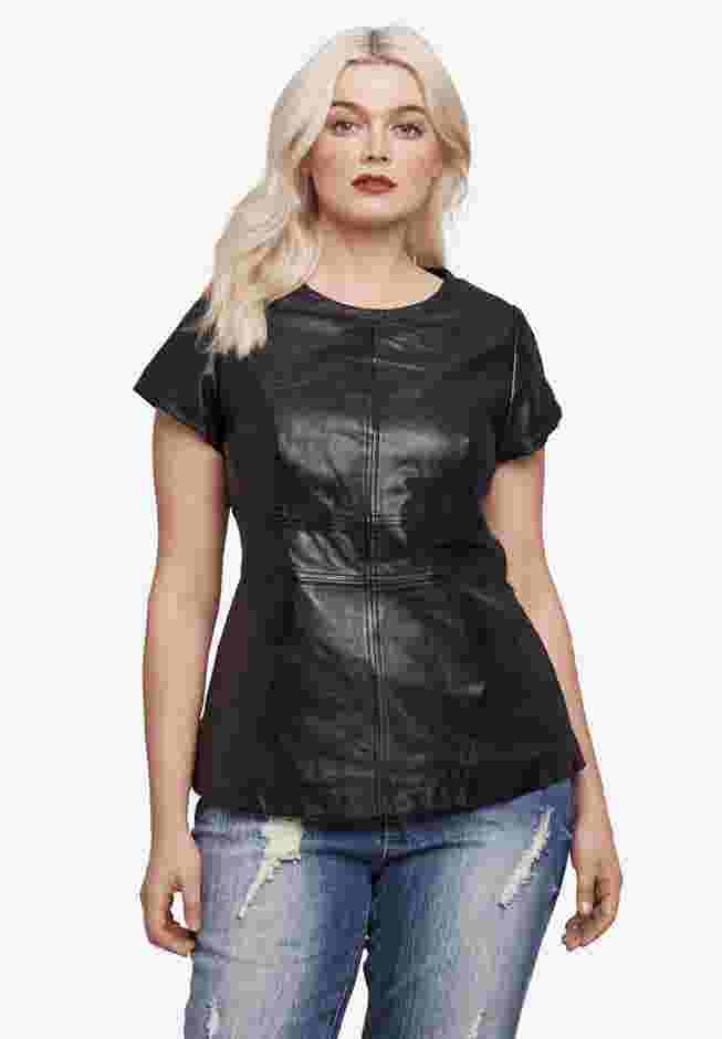 Back Zip Leather Top image number 0