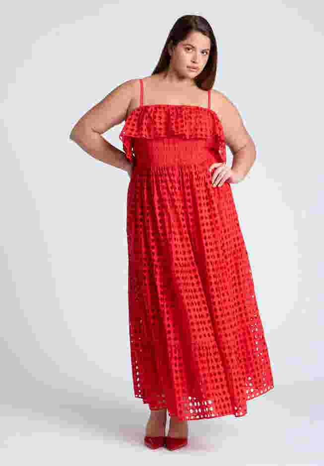 Ruffle Bodice Eyelet Maxi Dress image number 0