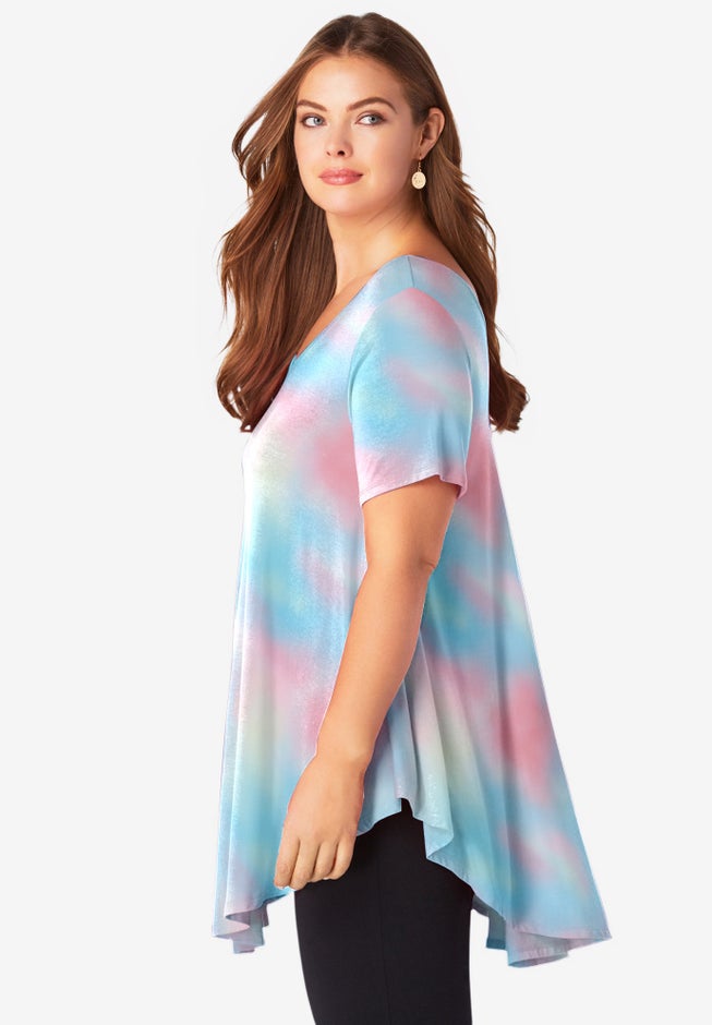 Plus Size Ultra Drape V-Neck Swing Tunic Top image number 3