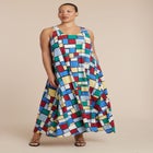 Printed Linen Trapeze Dress image number null