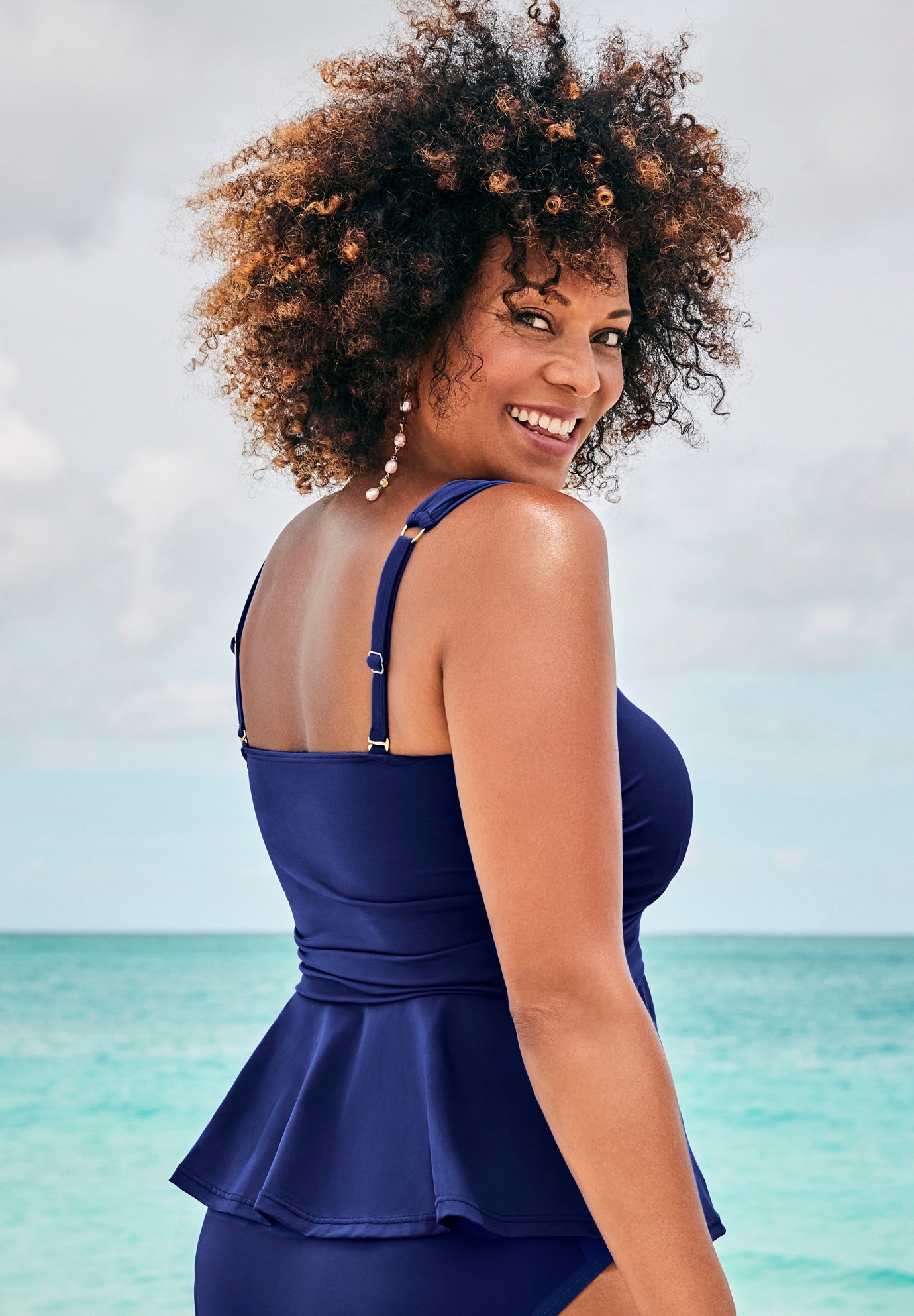 Underwire Shirred Ring Bandeau Tankini Top image number 1