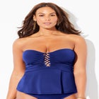 Underwire Shirred Ring Bandeau Tankini Top image number null
