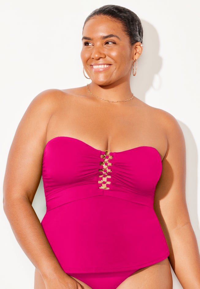 Underwire Shirred Ring Bandeau Tankini Top image number 10