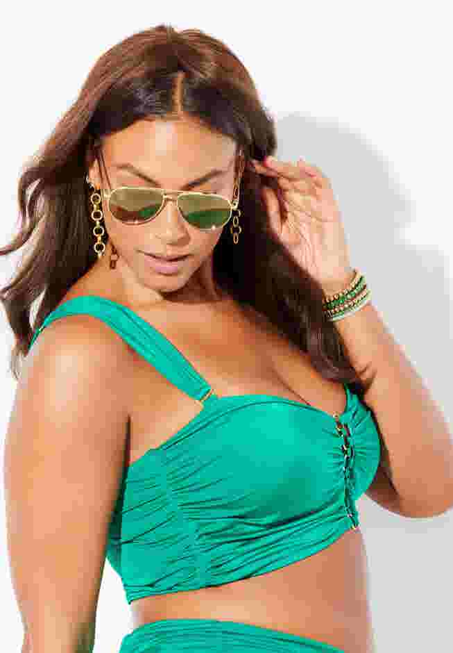 Shimmer Shirred Ring Bandeau Bikini Top image number 6
