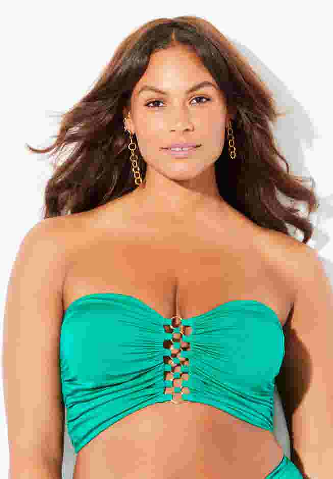 Shimmer Shirred Ring Bandeau Bikini Top image number 8