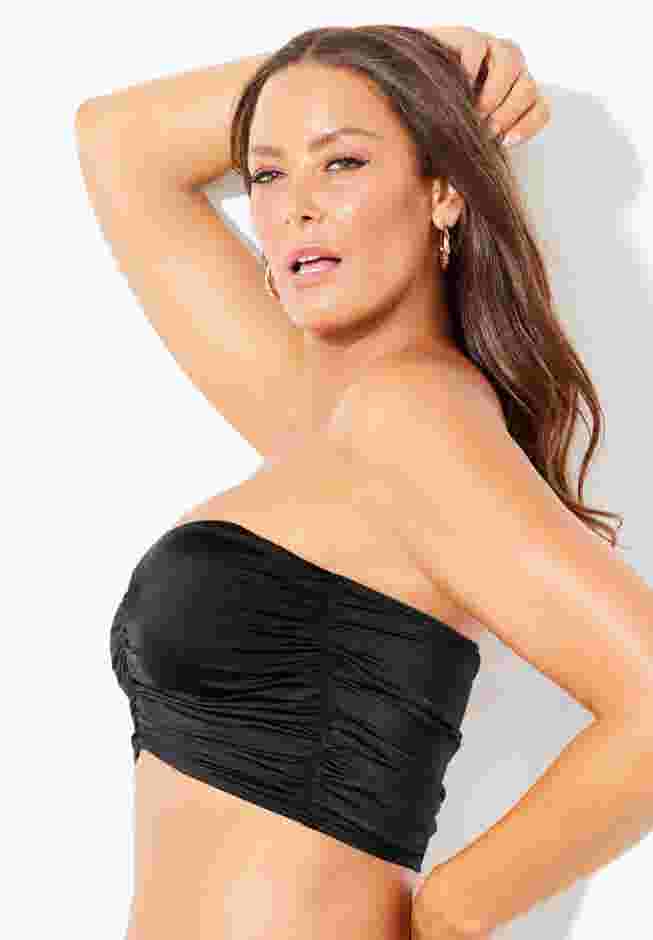 Shimmer Shirred Ring Bandeau Bikini Top image number 2