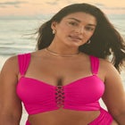 Shimmer Shirred Ring Bandeau Bikini Top image number null