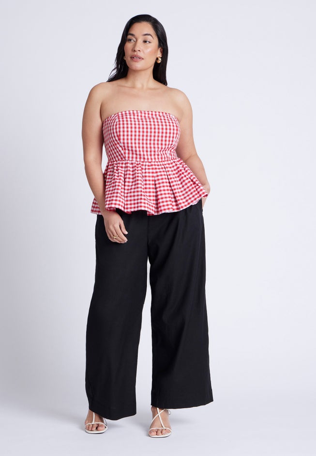 Gingham Peplum Top image number 4