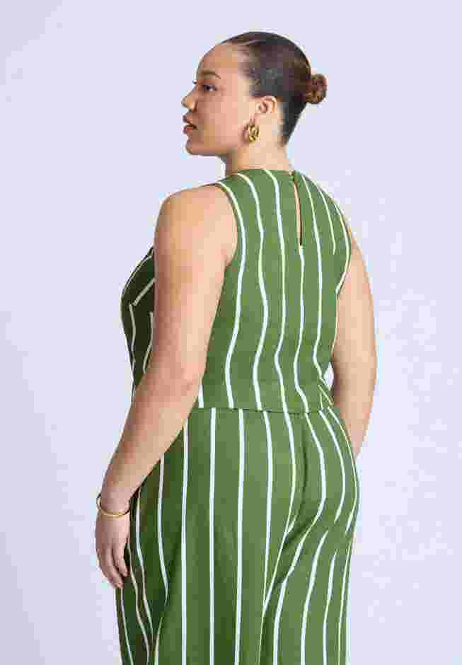 Linen Blend Boxy Scoop Neck Crop Tank image number 1