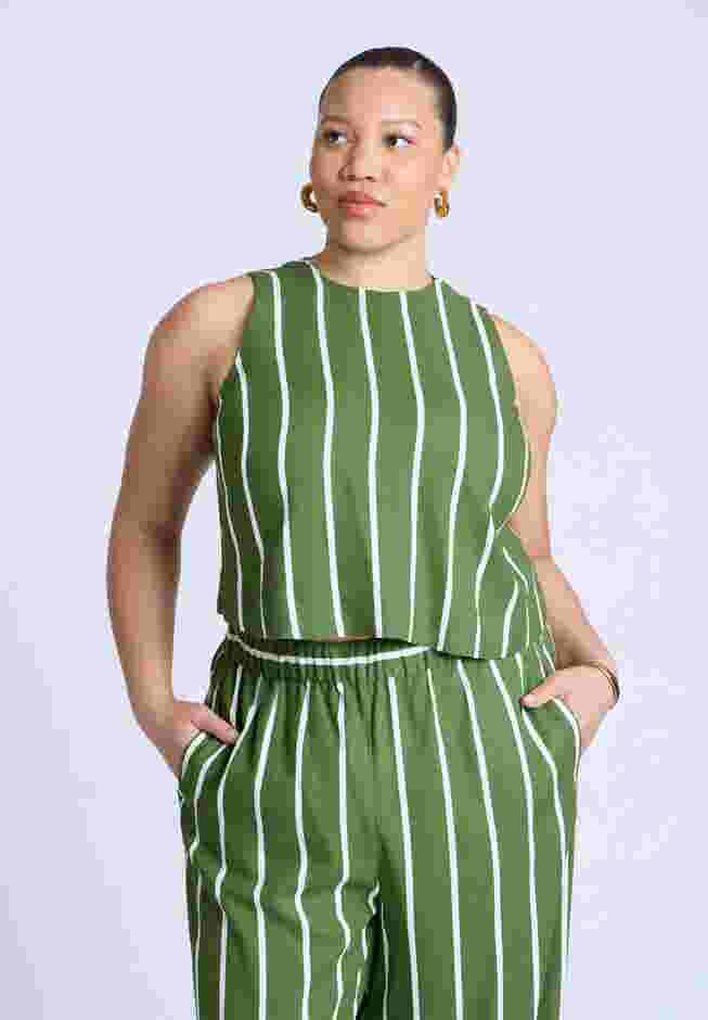 Linen Blend Boxy Scoop Neck Crop Tank image number 0
