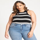 Stripe Sweater Tank With Pointelle image number null