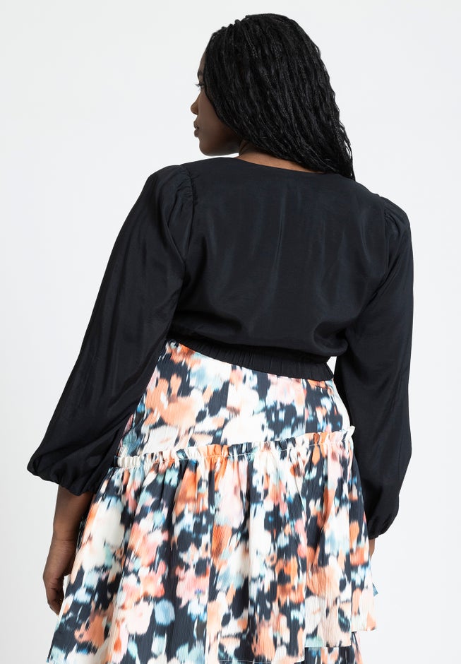 Puff Sleeve Crop Blouse image number null