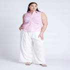 Striped Sleeveless Collared Top image number null