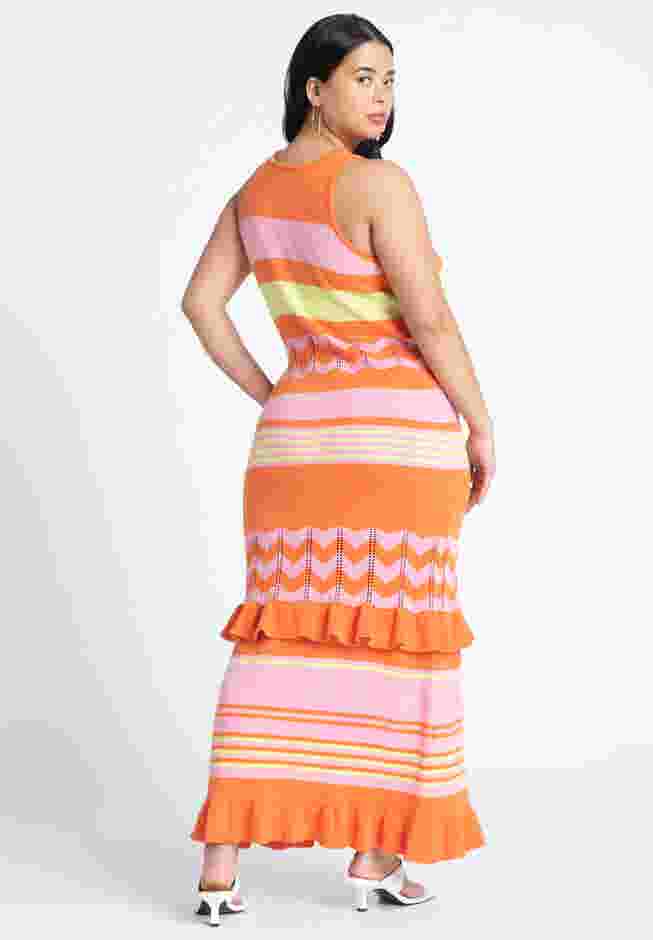 Striped Tank Sweater Dress With Ruffles image number 1