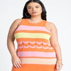 Striped Tank Sweater Dress With Ruffles image number null