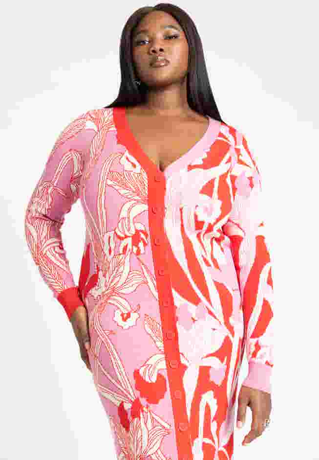 Intarsia Two Tone Cardigan Dress image number 2