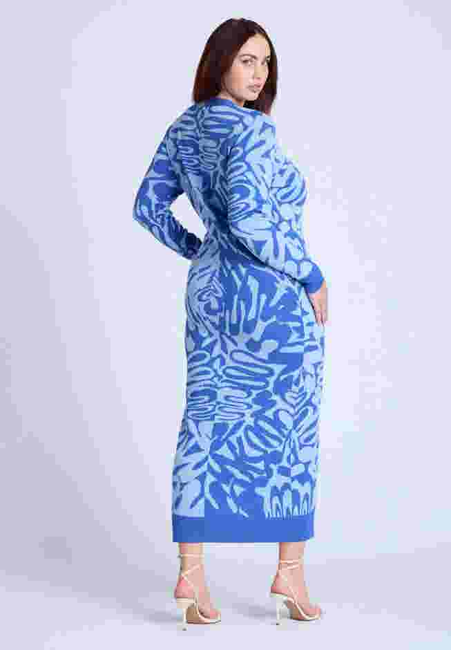 Intarsia Two Tone Cardigan Dress image number 1