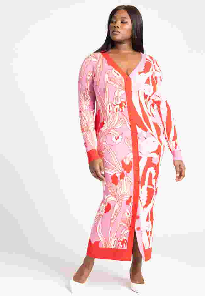 Intarsia Two Tone Cardigan Dress image number 0