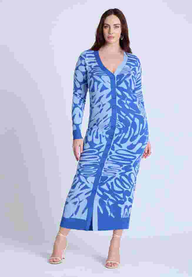 Intarsia Two Tone Cardigan Dress image number 0