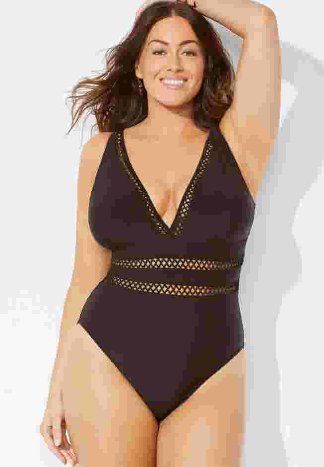 Lattice Plunge One Piece Swimsuit image number 2