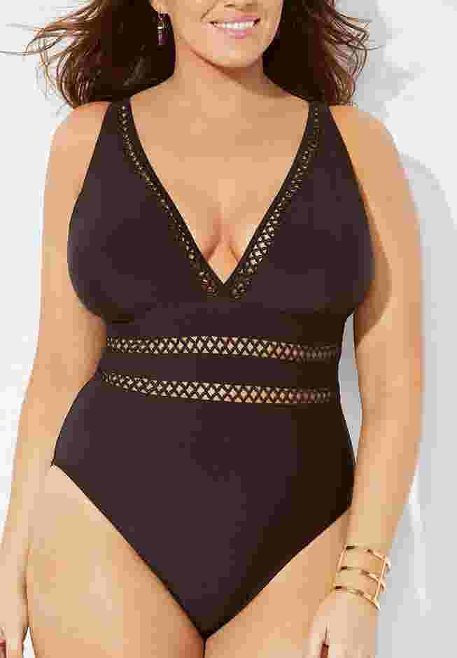 Lattice Plunge One Piece Swimsuit image number 3