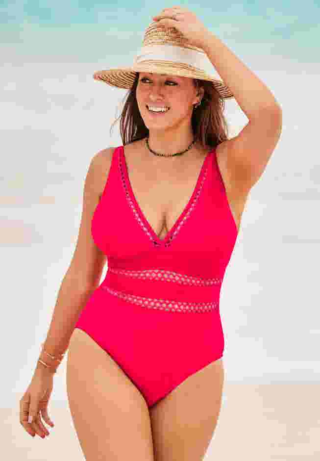 Lattice Plunge One Piece Swimsuit image number 0