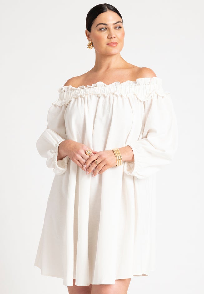Ruffle Neckline Mini Dress image number 2