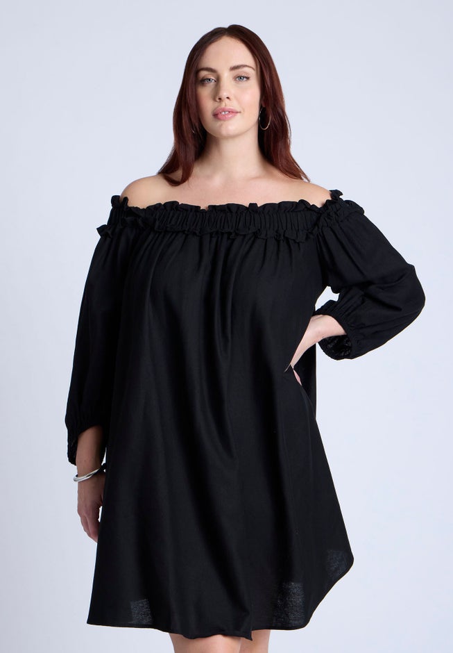 Ruffle Neckline Mini Dress image number 2