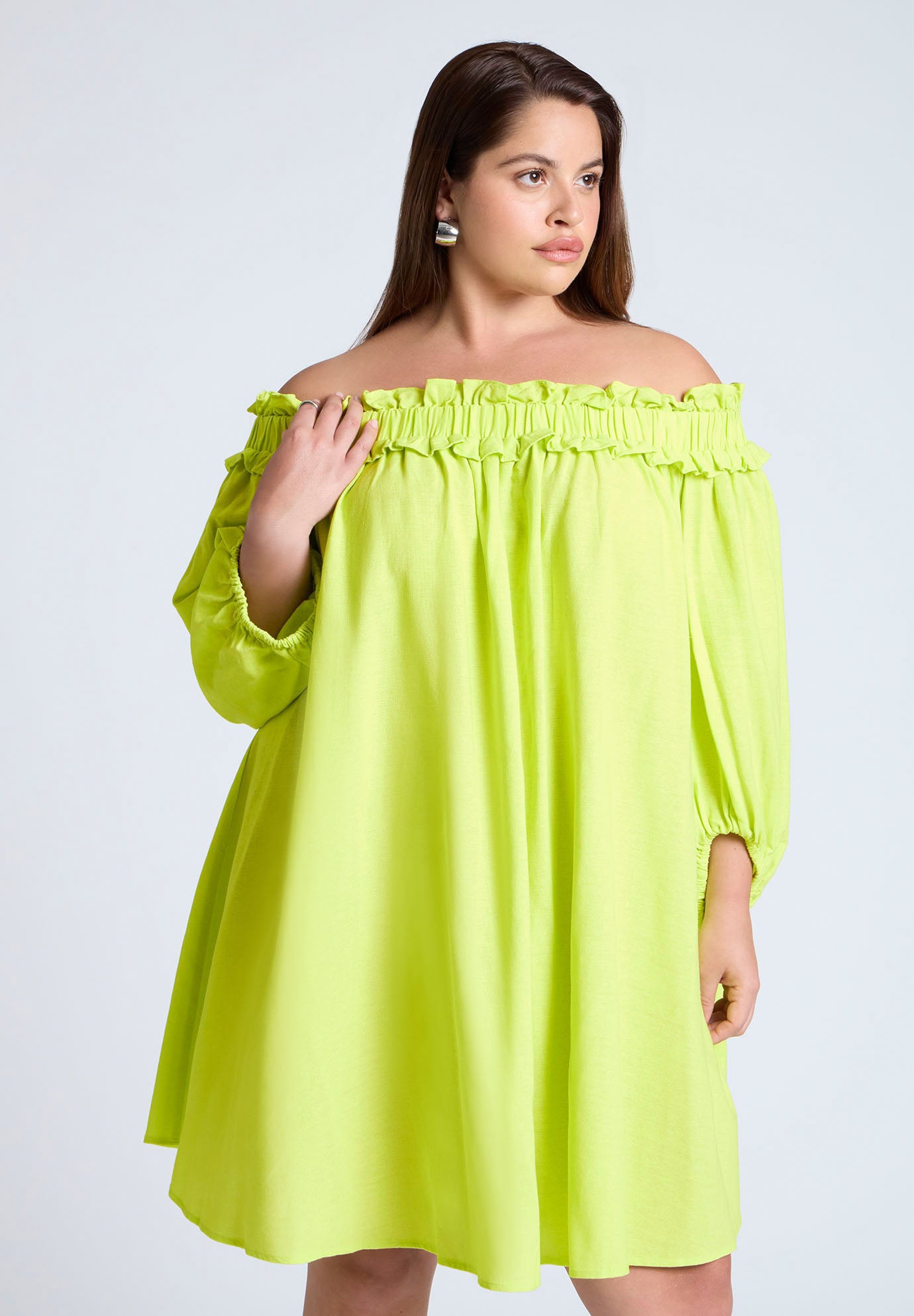 Ruffle Neckline Mini Dress image number 2