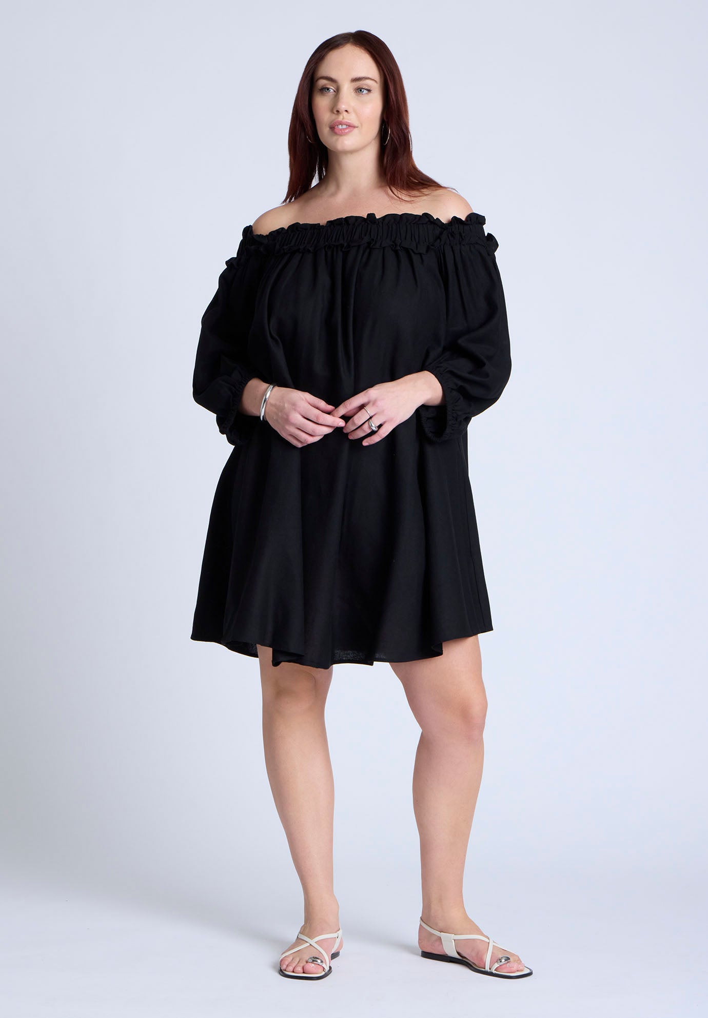 Ruffle Neckline Mini Dress image number 0